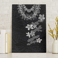 Hawaiian Lei Plumeria and Tropical Leaves Canvas Wall Art Watercolor Style-Grayscale LT03 Without Frame Black - Polynesian Pride