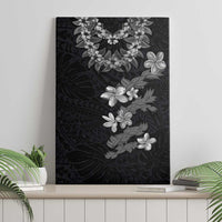 Hawaiian Lei Plumeria and Tropical Leaves Canvas Wall Art Watercolor Style-Grayscale LT03 - Polynesian Pride