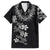 Hawaiian Lei Plumeria and Tropical Leaves Family Matching Off The Shoulder Long Sleeve Dress and Hawaiian Shirt Watercolor Style-Grayscale