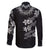 Hawaiian Lei Plumeria and Tropical Leaves Family Matching Off Shoulder Maxi Dress and Hawaiian Shirt Watercolor Style-Grayscale