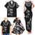 Hawaiian Lei Plumeria and Tropical Leaves Family Matching Tank Maxi Dress and Hawaiian Shirt Watercolor Style-Grayscale