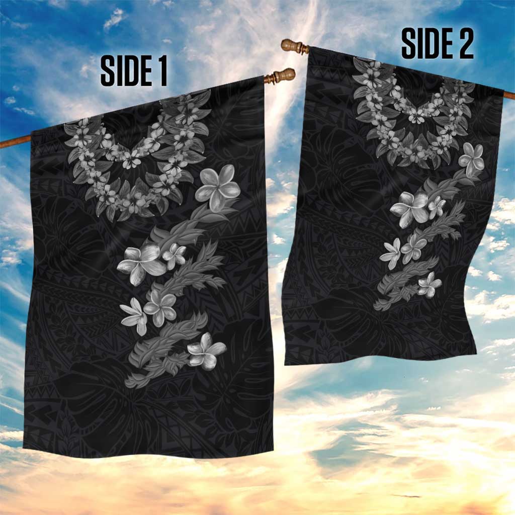 Hawaiian Lei Plumeria and Tropical Leaves Garden Flag Watercolor Style-Grayscale LT03 - Polynesian Pride