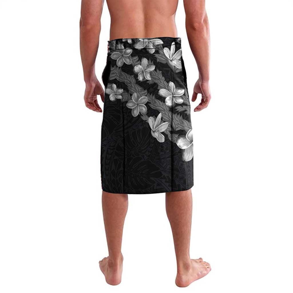 Hawaiian Lei Plumeria and Tropical Leaves Lavalava Watercolor Style-Grayscale