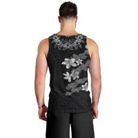 Hawaiian Lei Plumeria and Tropical Leaves Men Tank Top Watercolor Style-Grayscale LT03 - Polynesian Pride