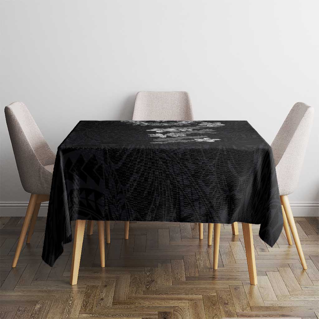 Hawaiian Lei Plumeria and Tropical Leaves Tablecloth Watercolor Style-Grayscale LT03 - Polynesian Pride