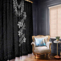 Hawaiian Lei Plumeria and Tropical Leaves Window Curtain Watercolor Style-Grayscale LT03 - Polynesian Pride