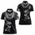 Hawaiian Lei Plumeria and Tropical Leaves Women Polo Shirt Watercolor Style-Grayscale