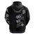 Hawaiian Lei Plumeria and Tropical Leaves Zip Hoodie Watercolor Style-Grayscale