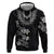 Hawaiian Lei Plumeria and Tropical Leaves Zip Hoodie Watercolor Style-Grayscale