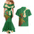 Hawaii Turtle Plumeria Flower Couples Matching Mermaid Dress and Hawaiian Shirt Polynesian Pattern Green Color