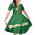 Hawaii Turtle Plumeria Flower Family Matching Off Shoulder Short Dress and Hawaiian Shirt Polynesian Pattern Green Color