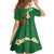 Hawaii Turtle Plumeria Flower Family Matching Off Shoulder Short Dress and Hawaiian Shirt Polynesian Pattern Green Color