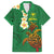 Hawaii Turtle Plumeria Flower Family Matching Off Shoulder Short Dress and Hawaiian Shirt Polynesian Pattern Green Color