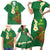 Hawaii Turtle Plumeria Flower Family Matching Short Sleeve Bodycon Dress and Hawaiian Shirt Polynesian Pattern Green Color