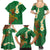 Hawaii Turtle Plumeria Flower Family Matching Summer Maxi Dress and Hawaiian Shirt Polynesian Pattern Green Color