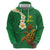 Hawaii Turtle Plumeria Flower Zip Hoodie Polynesian Pattern Green Color