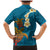 Hawaii Turtle Plumeria Flower Family Matching Mermaid Dress and Hawaiian Shirt Polynesian Pattern Blue Color