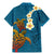 Hawaii Turtle Plumeria Flower Family Matching Mermaid Dress and Hawaiian Shirt Polynesian Pattern Blue Color