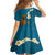 Hawaii Turtle Plumeria Flower Family Matching Off Shoulder Maxi Dress and Hawaiian Shirt Polynesian Pattern Blue Color