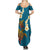 Hawaii Turtle Plumeria Flower Family Matching Summer Maxi Dress and Hawaiian Shirt Polynesian Pattern Blue Color