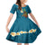 Hawaii Turtle Plumeria Flower Family Matching Tank Maxi Dress and Hawaiian Shirt Polynesian Pattern Blue Color