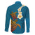Hawaii Turtle Plumeria Flower Family Matching Tank Maxi Dress and Hawaiian Shirt Polynesian Pattern Blue Color