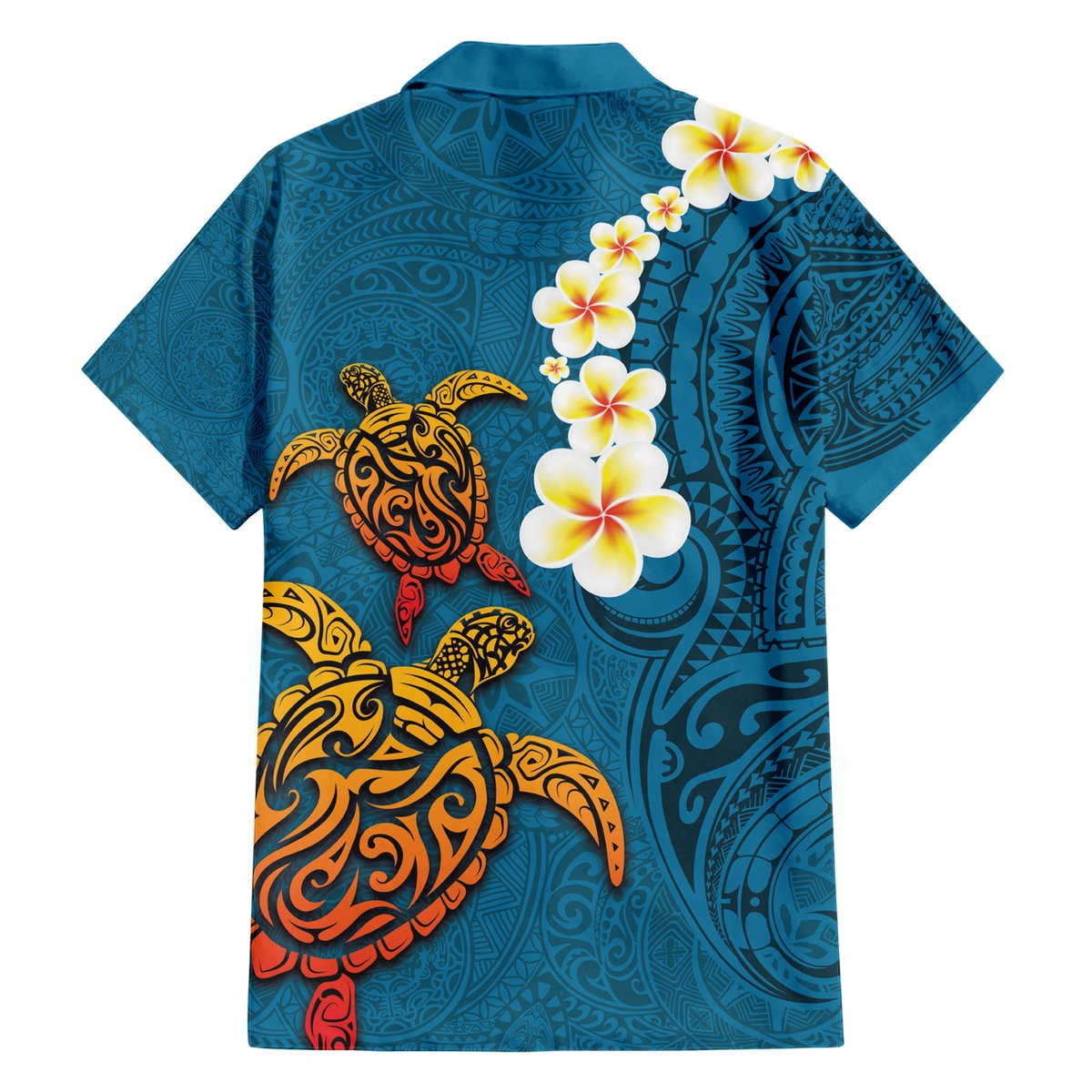 Hawaii Turtle Plumeria Flower Hawaiian Shirt Polynesian Pattern Blue Color LT03 - Polynesian Pride