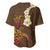 Hawaii Turtle Plumeria Flower Baseball Jersey Polynesian Pattern Brown Color