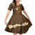 Hawaii Turtle Plumeria Flower Family Matching Off Shoulder Maxi Dress and Hawaiian Shirt Polynesian Pattern Brown Color