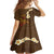 Hawaii Turtle Plumeria Flower Family Matching Off Shoulder Short Dress and Hawaiian Shirt Polynesian Pattern Brown Color