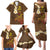 Hawaii Turtle Plumeria Flower Family Matching Puletasi and Hawaiian Shirt Polynesian Pattern Brown Color