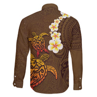 Hawaii Turtle Plumeria Flower Family Matching Puletasi and Hawaiian Shirt Polynesian Pattern Brown Color LT03 - Polynesian Pride