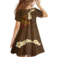 Hawaii Turtle Plumeria Flower Family Matching Summer Maxi Dress and Hawaiian Shirt Polynesian Pattern Brown Color LT03 - Polynesian Pride