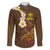 Hawaii Turtle Plumeria Flower Family Matching Tank Maxi Dress and Hawaiian Shirt Polynesian Pattern Brown Color