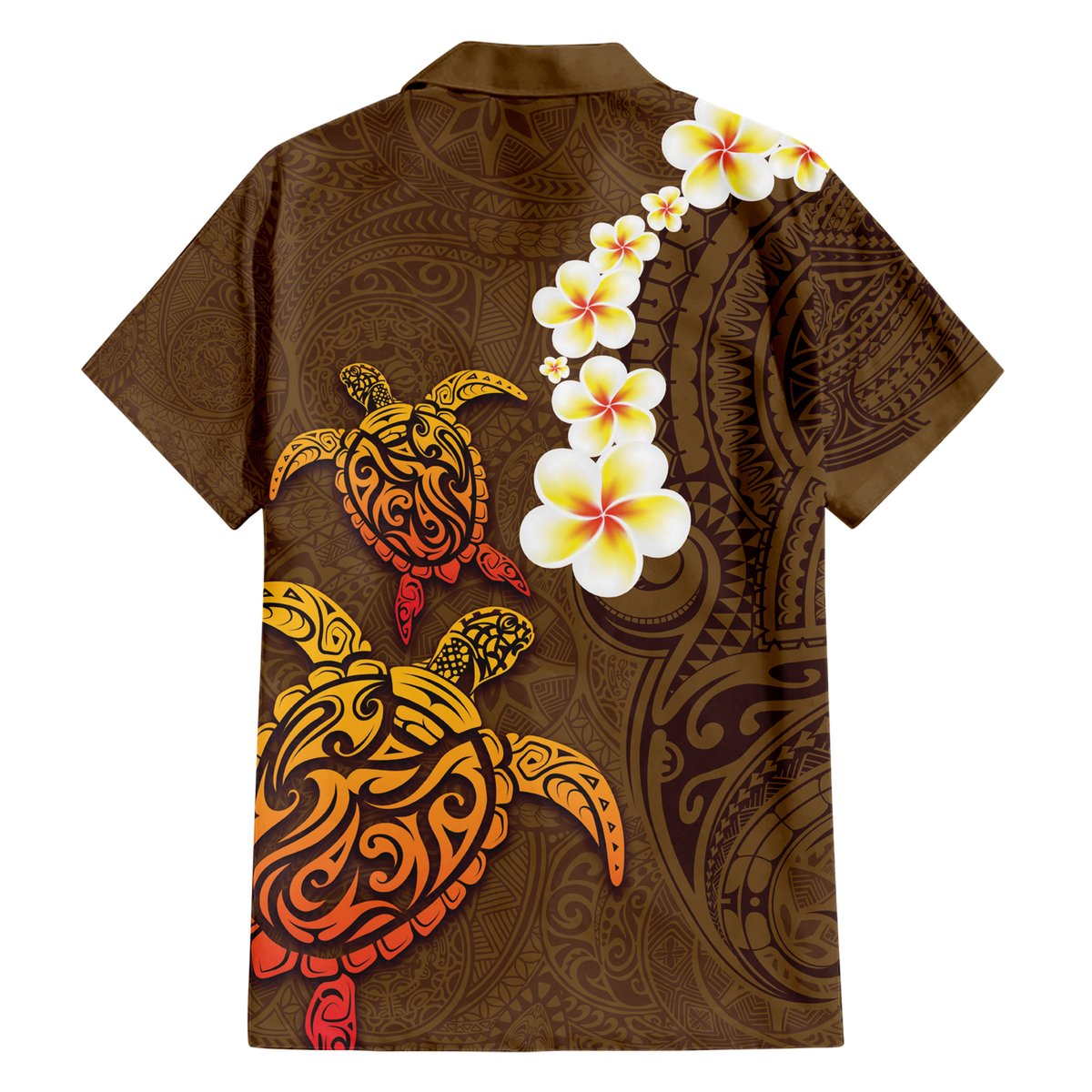 Hawaii Turtle Plumeria Flower Hawaiian Shirt Polynesian Pattern Brown Color LT03 - Polynesian Pride