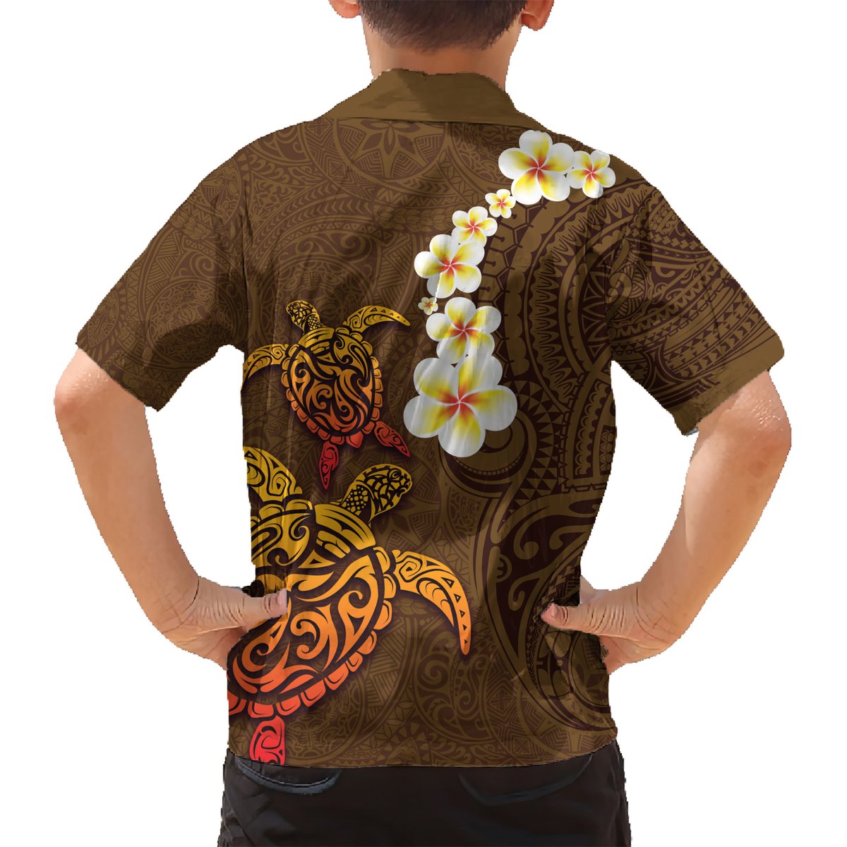 Hawaii Turtle Plumeria Flower Hawaiian Shirt Polynesian Pattern Brown Color LT03 - Polynesian Pride