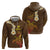 Hawaii Turtle Plumeria Flower Hoodie Polynesian Pattern Brown Color