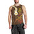 Hawaii Turtle Plumeria Flower Men Tank Top Polynesian Pattern Brown Color