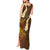 Hawaii Turtle Plumeria Flower Tank Maxi Dress Polynesian Pattern Brown Color