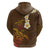 Hawaii Turtle Plumeria Flower Zip Hoodie Polynesian Pattern Brown Color
