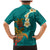 Hawaii Turtle Plumeria Flower Family Matching Mermaid Dress and Hawaiian Shirt Polynesian Pattern Turquoise Color