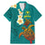 Hawaii Turtle Plumeria Flower Family Matching Mermaid Dress and Hawaiian Shirt Polynesian Pattern Turquoise Color