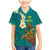 Hawaii Turtle Plumeria Flower Family Matching Mermaid Dress and Hawaiian Shirt Polynesian Pattern Turquoise Color