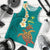 Hawaii Turtle Plumeria Flower Men Tank Top Polynesian Pattern Turquoise Color