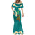 Hawaii Turtle Plumeria Flower Mermaid Dress Polynesian Pattern Turquoise Color