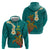 Hawaii Turtle Plumeria Flower Zip Hoodie Polynesian Pattern Turquoise Color