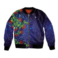Matariki New Zealand Maori and Pohutukawa Bomber Jacket Galaxy Blue Sky Style