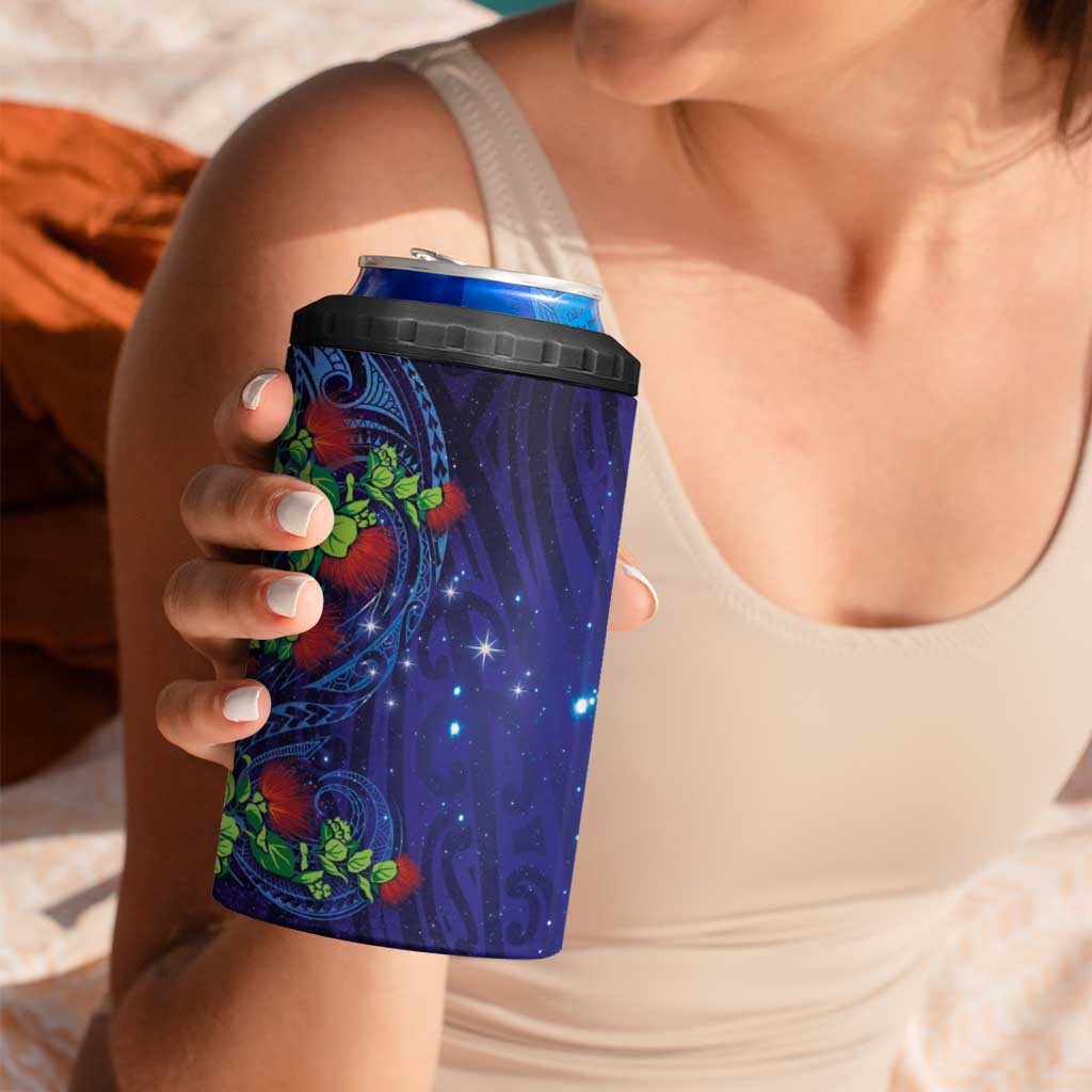 Matariki New Zealand Maori and Pohutukawa 4 in 1 Can Cooler Tumbler Galaxy Blue Sky Style