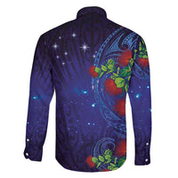 Matariki New Zealand Maori and Pohutukawa Family Matching Long Sleeve Bodycon Dress and Hawaiian Shirt Galaxy Blue Sky Style
