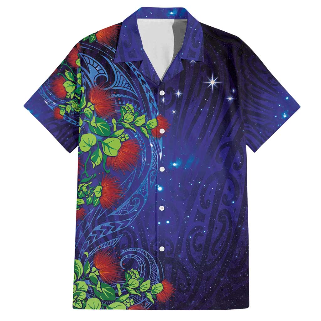 Matariki New Zealand Maori and Pohutukawa Family Matching Tank Maxi Dress and Hawaiian Shirt Galaxy Blue Sky Style